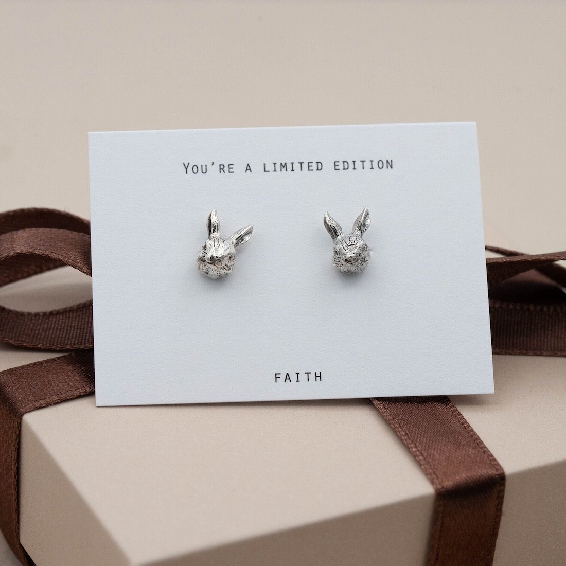 Silver earrings bunny