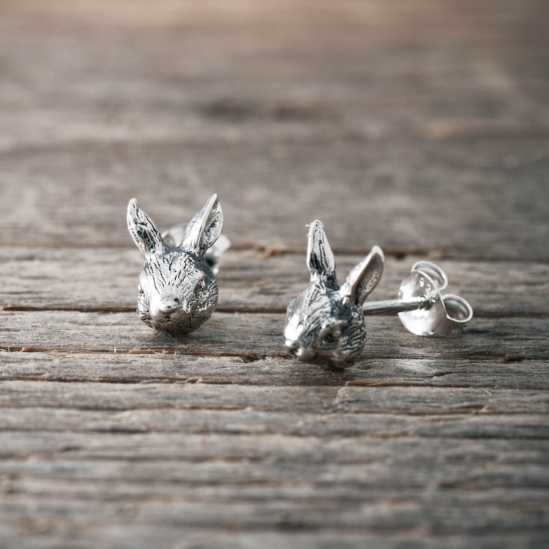 Silver earrings bunny