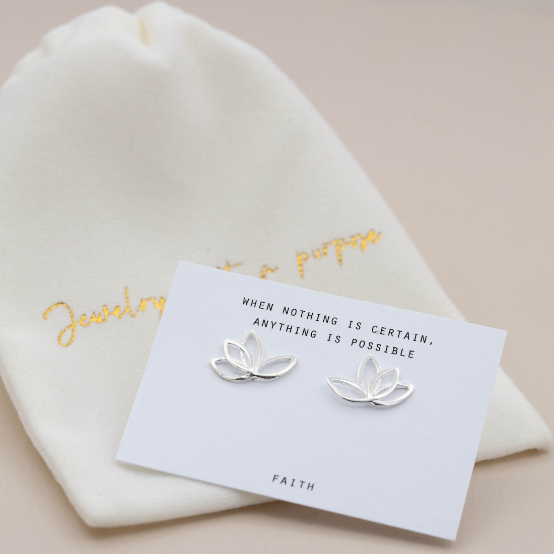 Silver earrings lotus flower