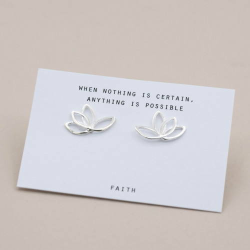 Silver earrings lotus flower