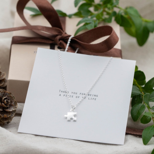 Silver necklace small puzzle