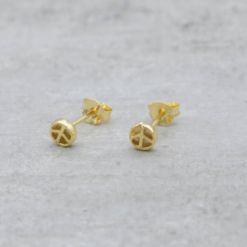 Gold earrings peace mini