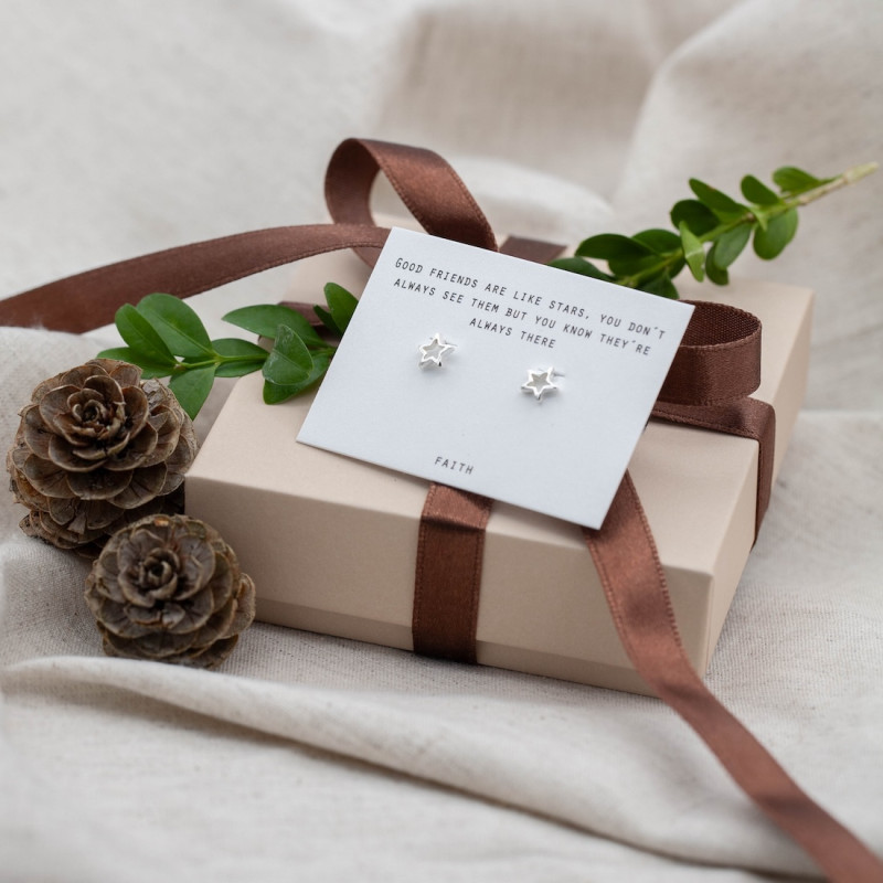 Silver Earrings -Small Open Star