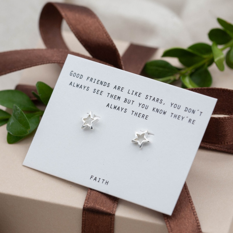Silver Earrings -Small Open Star