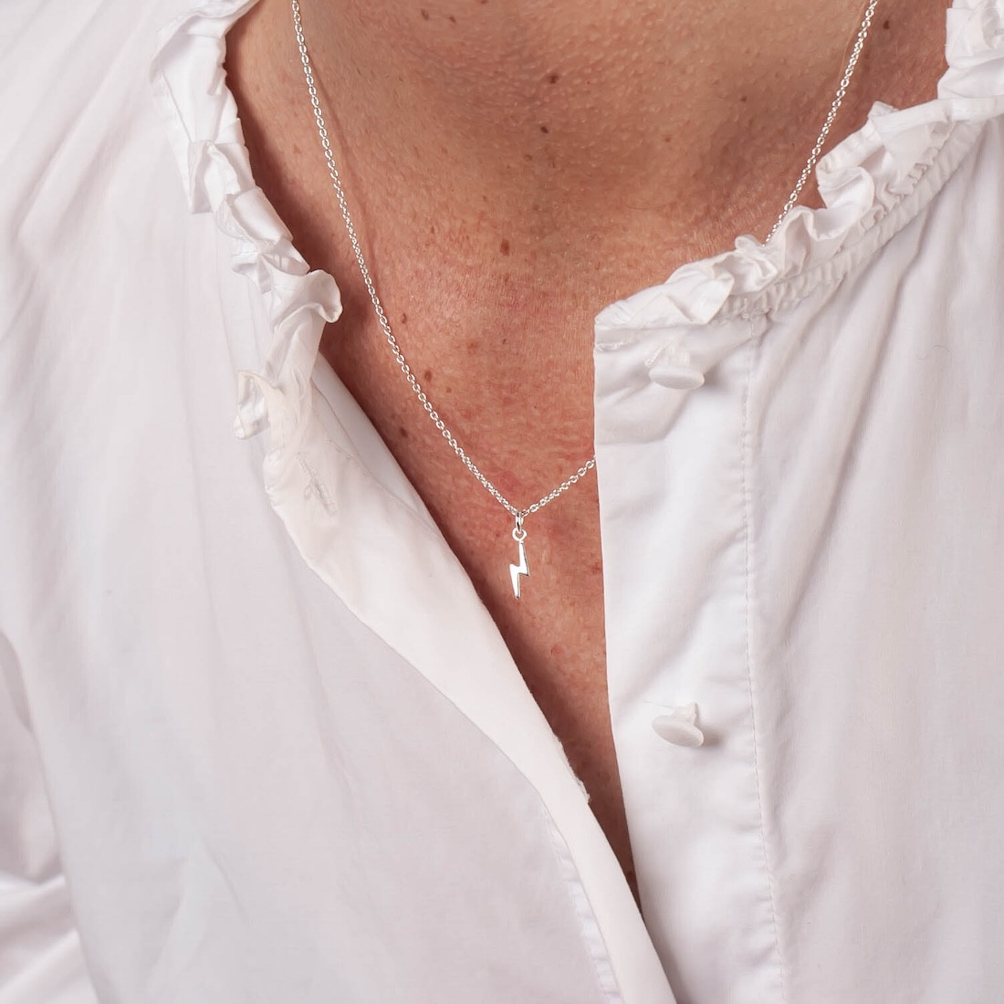 Silver necklace lightning bolt