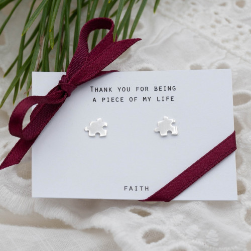 Silver earrings small puzzle