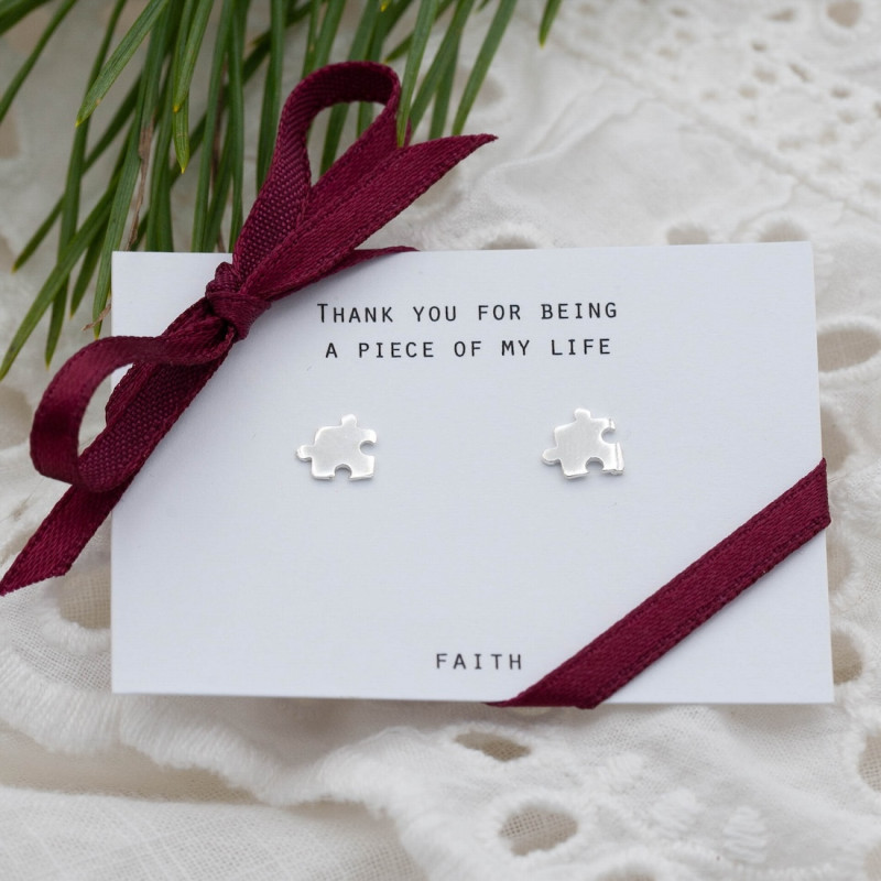 Silver earrings small puzzle