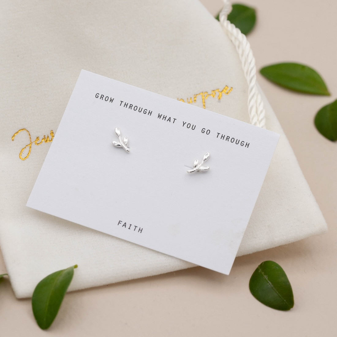 Silver earrings Tree of life - leaf