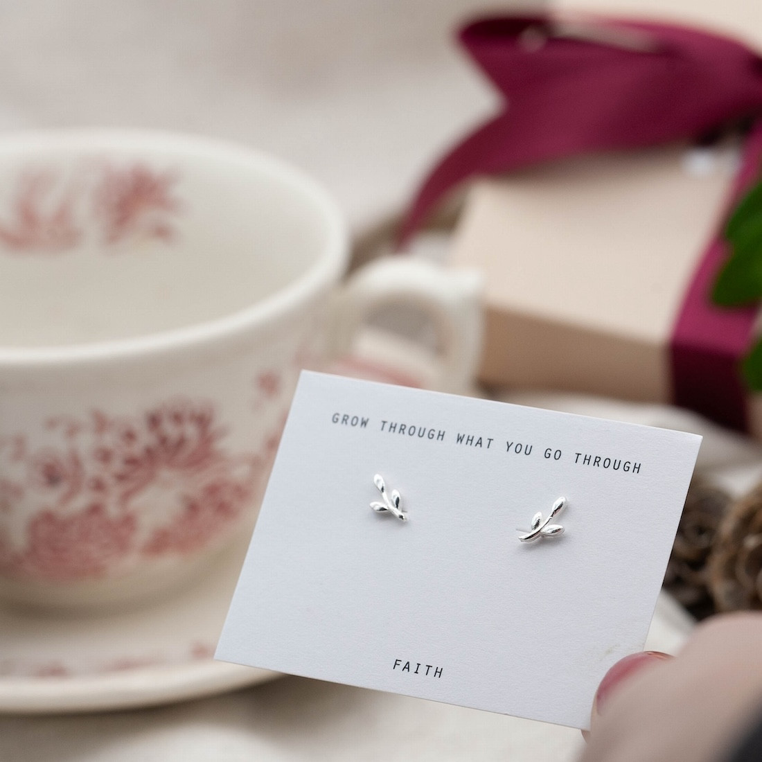 Silver earrings Tree of life - leaf