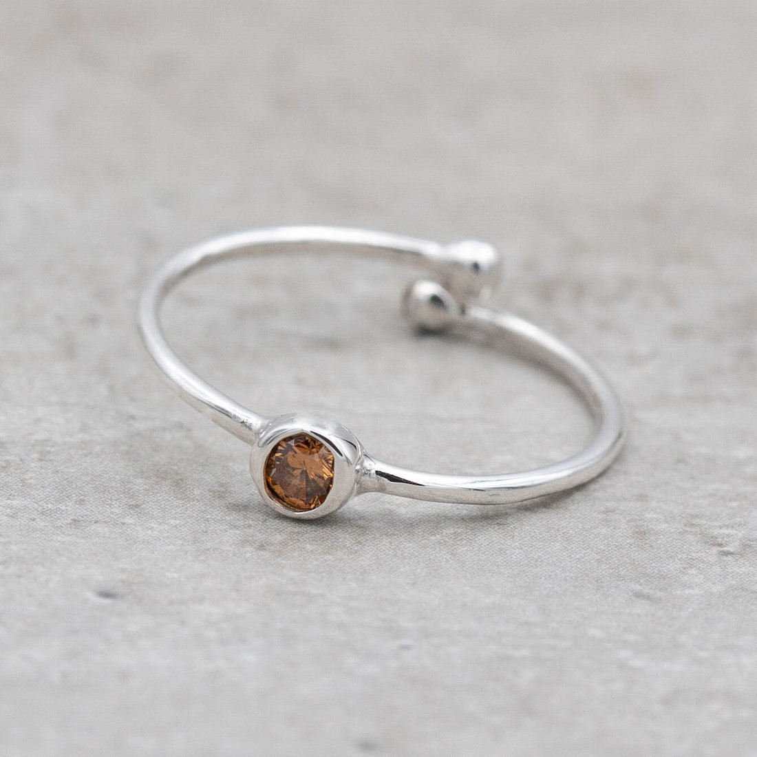 Silver ring crystal - Champagne