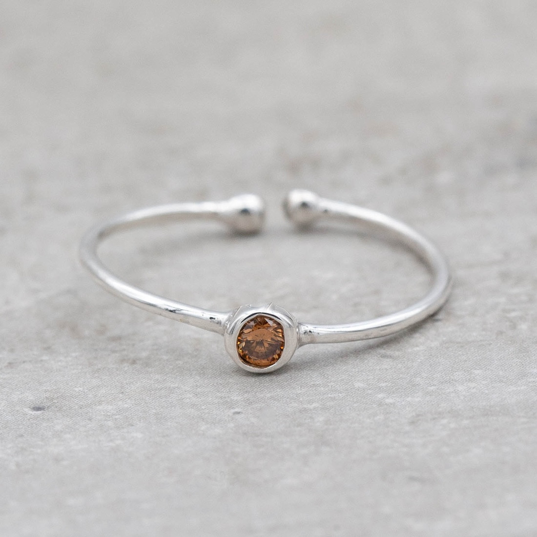 Silver ring crystal - Champagne