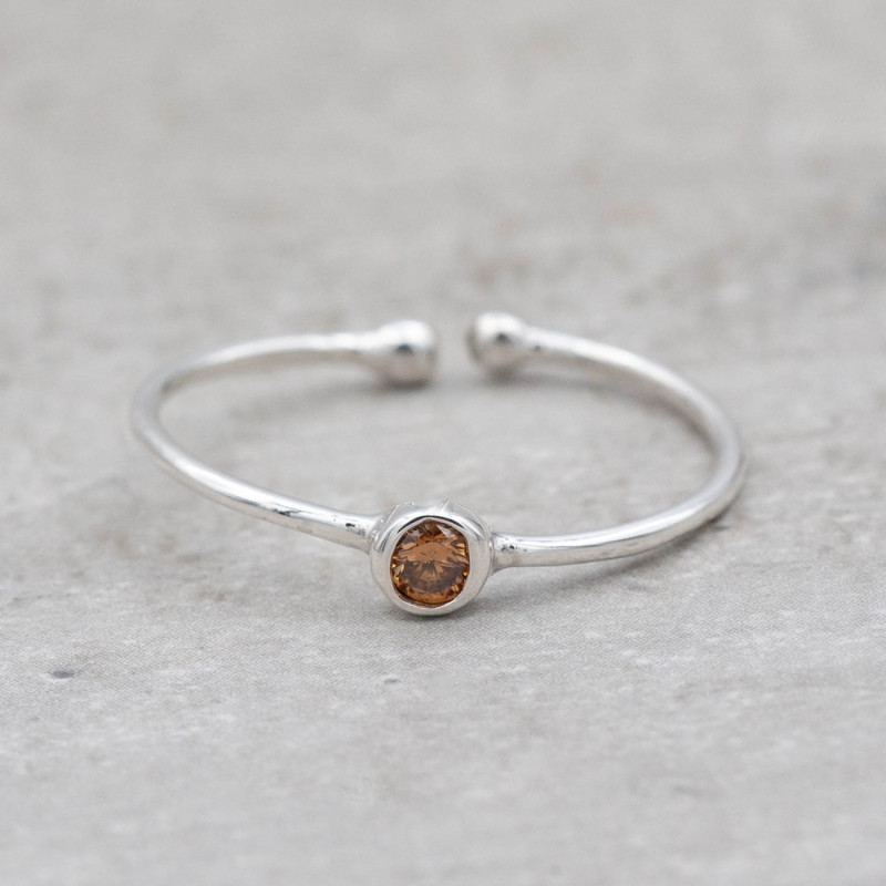 Silver ring crystal - Champagne