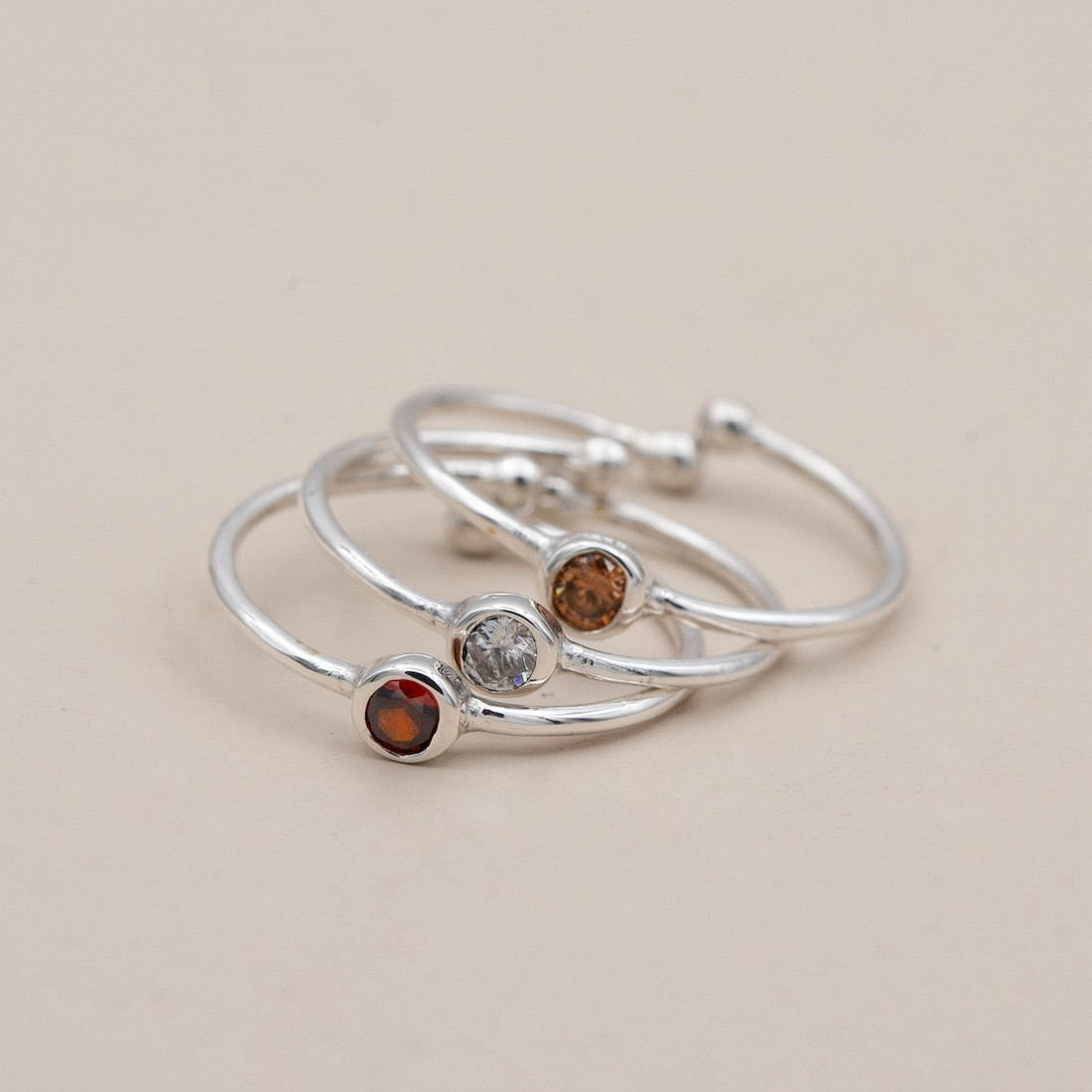 Silver ring crystal - Champagne