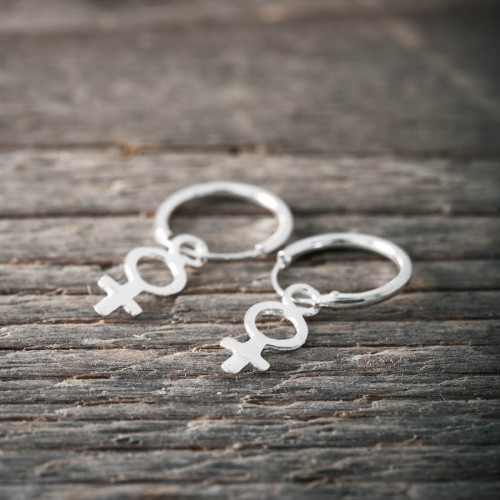 Silver hoops female sign