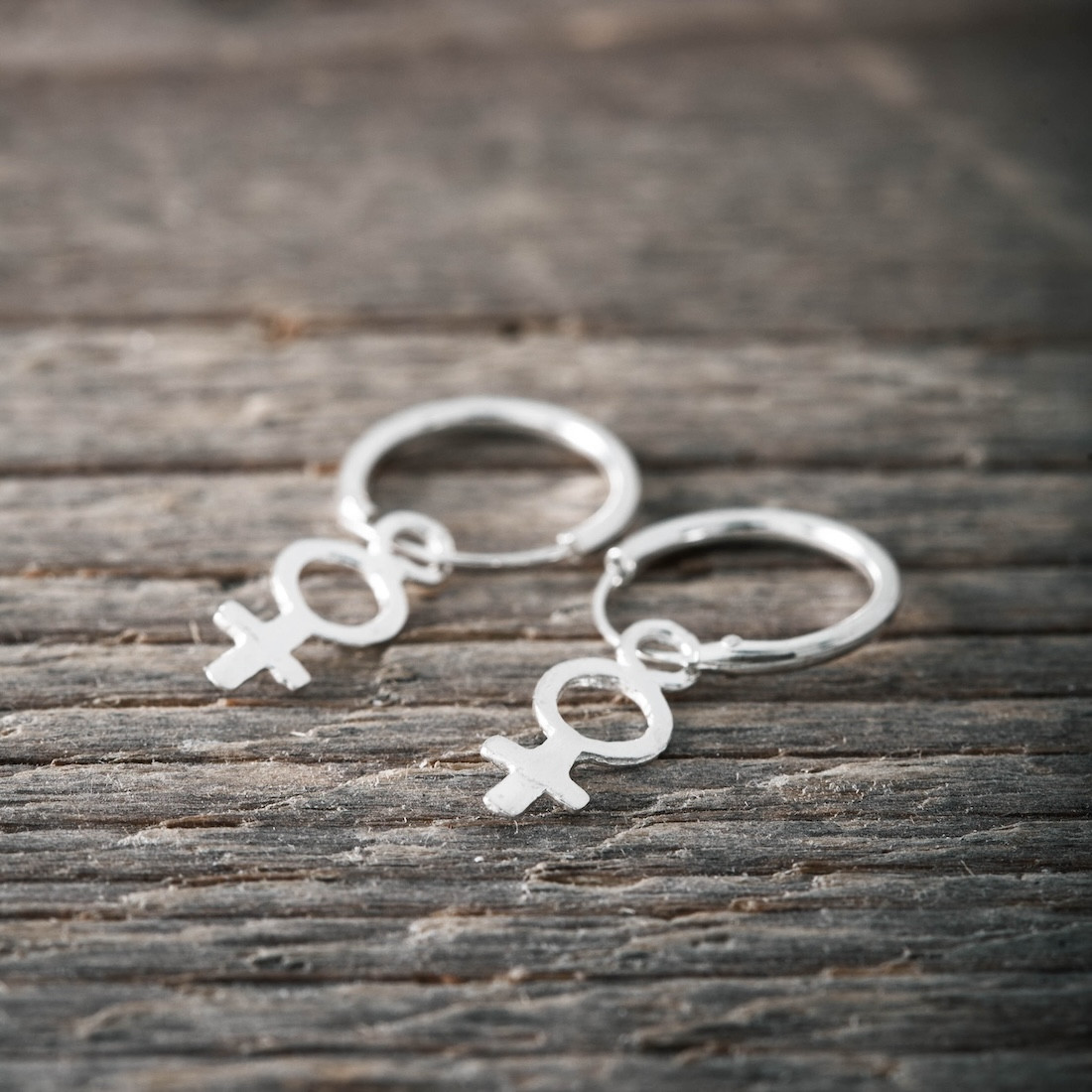 Silver hoops female sign