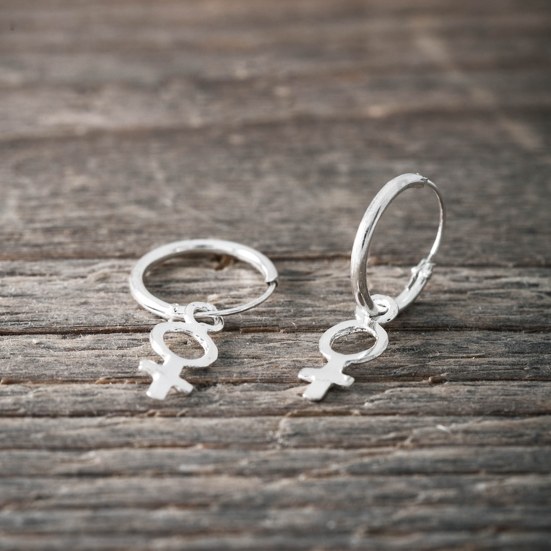 Silver hoops female sign