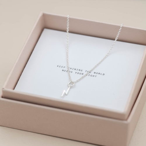 Silver necklace lightning bolt