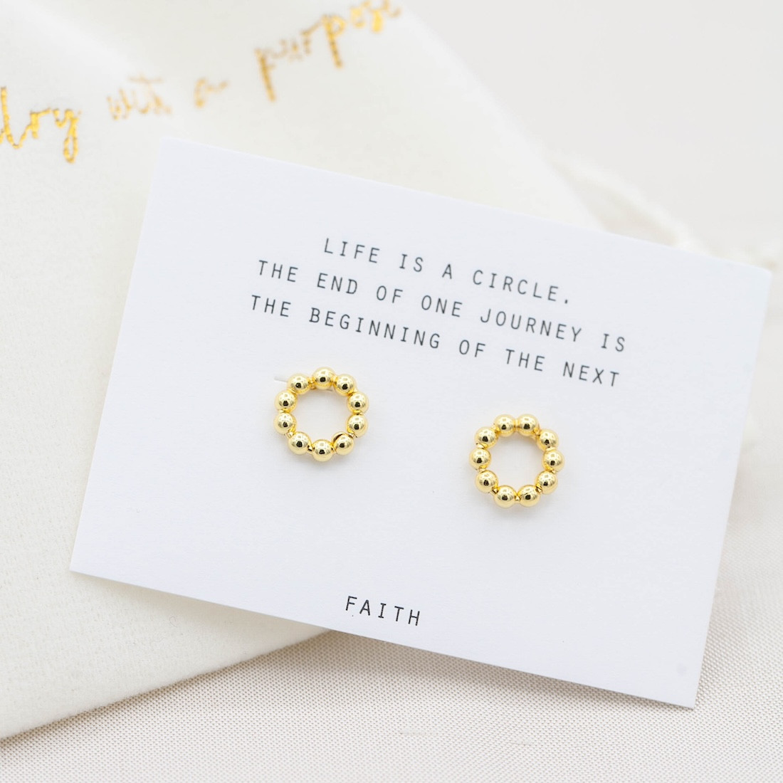 Gold earrings circle "dots"